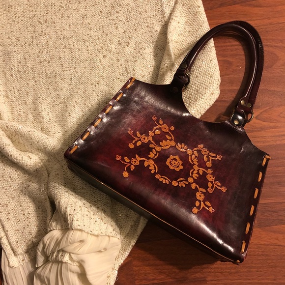 Handbags - Vintage Hand Tooled Leather Handbag